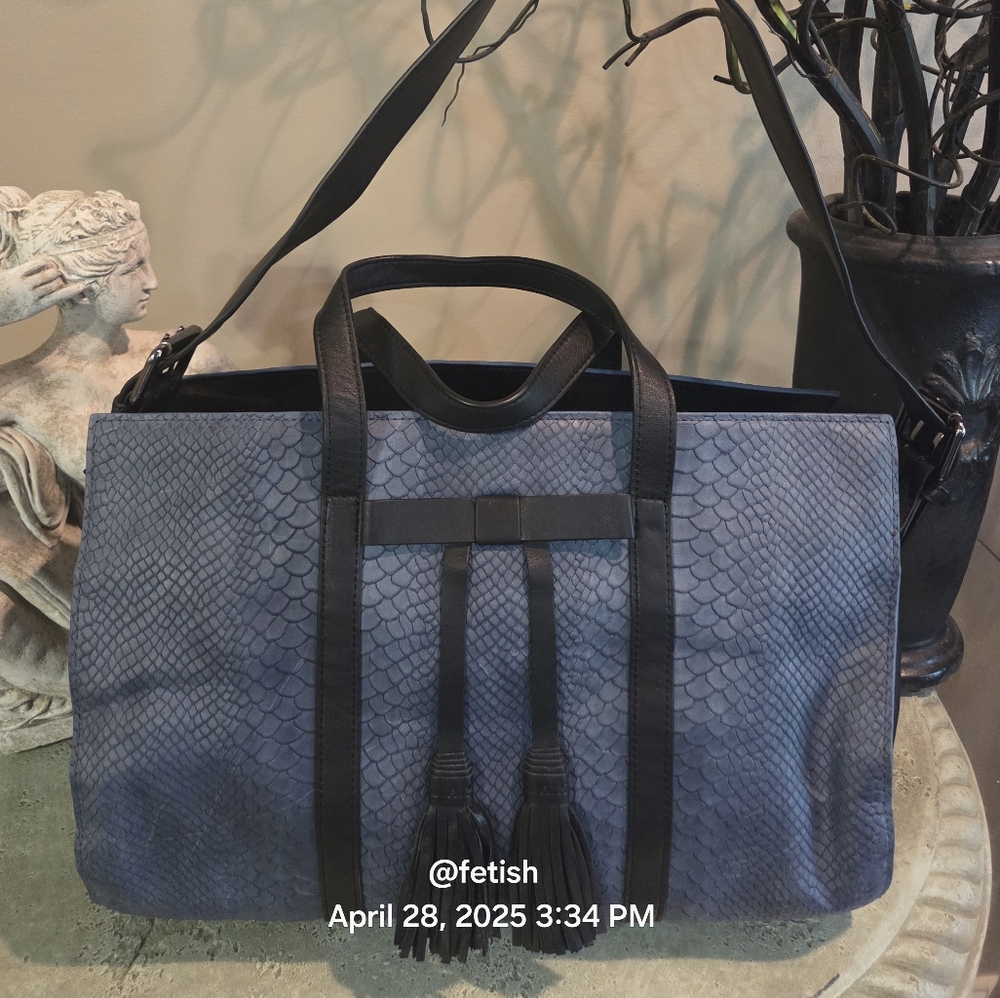L.A.M.B. Gwen Stefani Addette Leather Satchel Shoulder Bag Snakeskin Designer125